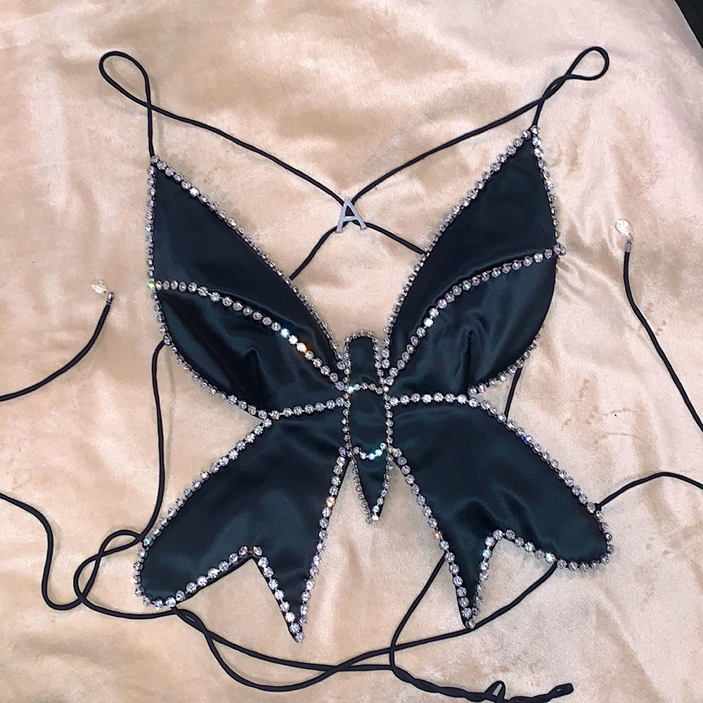 AREA Crystal Butterfly Top